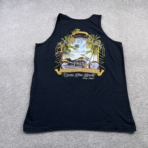 Harley Davidson Tank Top Mens XL Black Costa Rica Beach Take It Easy Biker Shirt